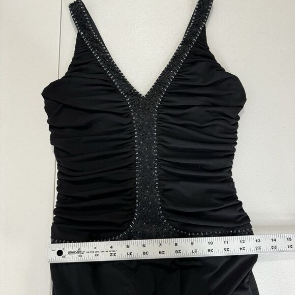 Vintage Laundry By Shelli Segal Womens Dress 0 Black Beaded Jersey Knit Maxi Y2K - Picture 9 of 15